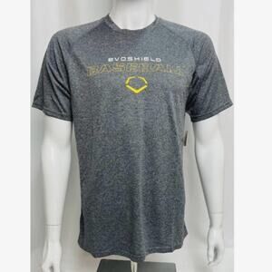 NWT! EvoShield Men's Ecomm Tech Baseball T-Shirt Blk/Gry Heather M
